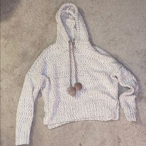 Fluffy Sweatshirt with PomPom tie. Size small.